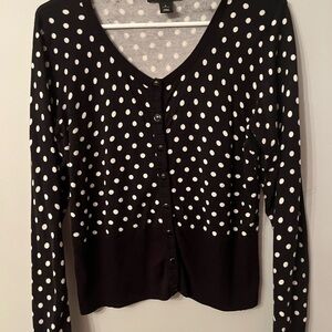 White House Black Market Black and White Polka Dot Sweater